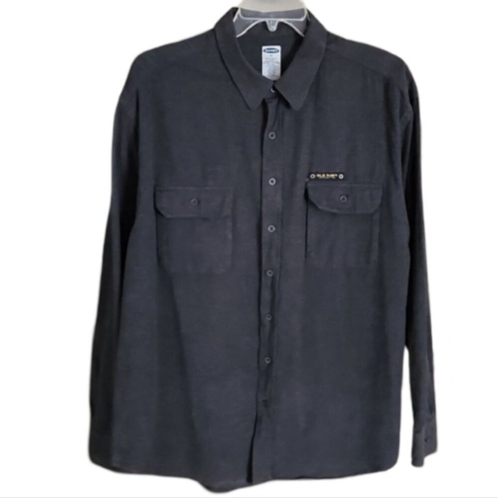 Old‎ Navy Y2K Men's XL Charcoal Gray Button Down Shirt Utility Workwear